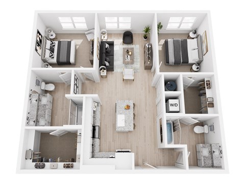 a floor plan of a bedroom with a bathroom and a living room